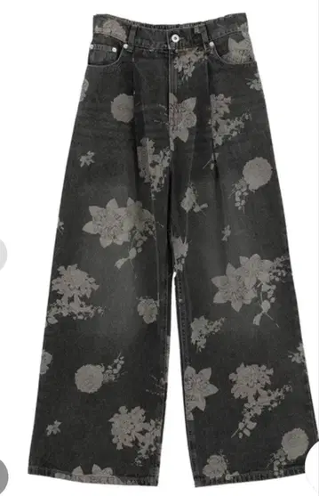 택 포함 미사용 새상품 SUGAR SPOON 플라워pt 데님 팬츠 블랙