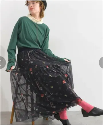 limeinc 라임잉크 리버서블 아메카지 패턴 튤 스커트