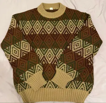 구제 vintage 페어아일 패턴 니트 스웨터