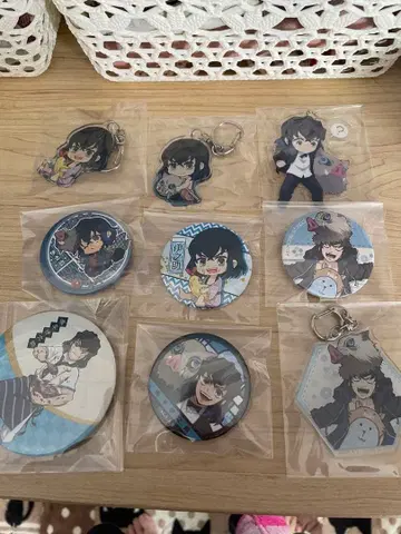 귀멸의 칼날 이노스케 캔뱃지 아크릴 키링 세트