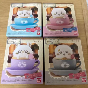 치이카와(먼작귀) 캐릭터 아트 케이스 캐릭터 라떼 아트 4개 세트