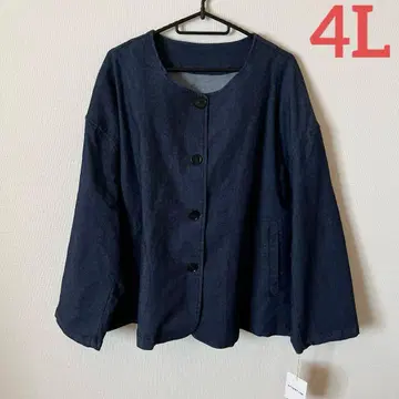 [ 새상품 ] 빅 사이즈 4L 데님풍 노카라 자켓