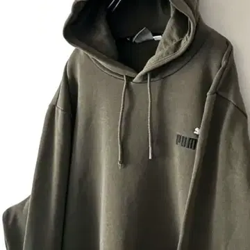 푸마 PUMA 로고 자수 맨투맨 후드티 L 카키 구제 의류