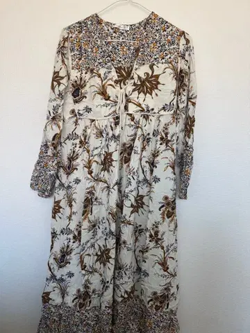 가을 옷 R Vioimos 플라워 프린트 원피스 XS 시원한 원단