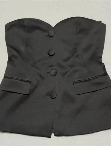 [ 미사용 ] ZARA 새틴 스트랩리스 블랙 뷔스티에 M