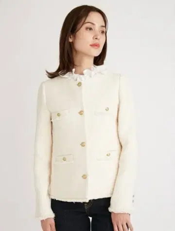 SNIDEL 트위드 클래식 자켓 화이트