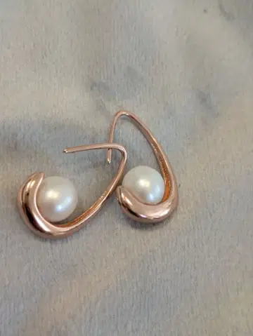 로즈 골드 진주 후크 귀걸이
