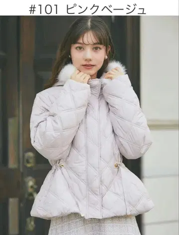 후드 퍼 탈부착 가능 드로스트 포함 퀼팅 숏코트