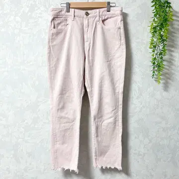 [ RED CARD x BEAMS ] 핑크 데님 26 컷오프 프린지 밑단