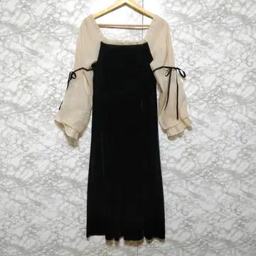 emi+ 롱 원피스 벨로아 파티 드레스 비침 M