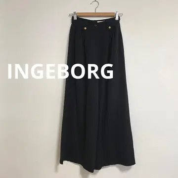 잉게보그 INGEBORG 와이드 팬츠 블랙 골드 버튼 여성용