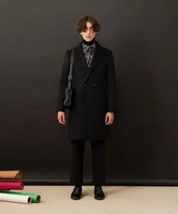 루이스 하이퀄리티 멜톤 더블 체스터 코트 L 사이즈 블랙