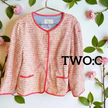택 포함 새상품 TWO:C 노카라 트위드 자켓