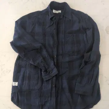 SASSAFRAS 네이비 체크 무늬 셔츠