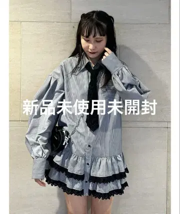 jouetie 밑단 레이스 프릴 튜닉 셔츠