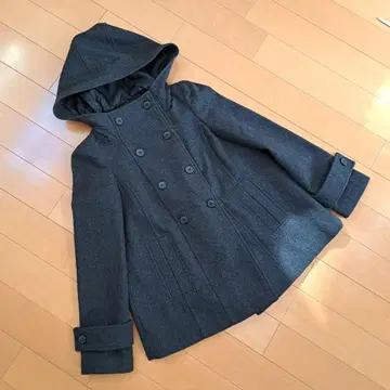 다크 그레이 후드 부착 울 코트 ZARA XS