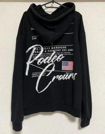 로데오 크라운즈 블랙 후드티 후드 부착