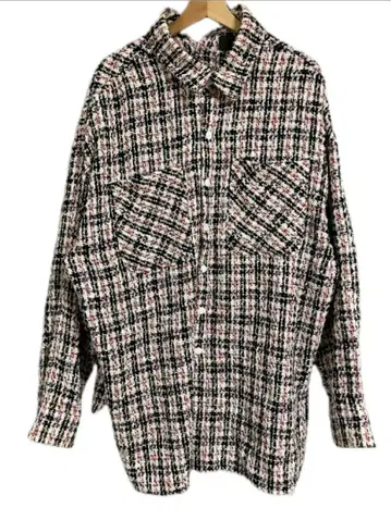 당케 쇤 Danke Schon 넥 슬릿 트위드 체크 셔츠