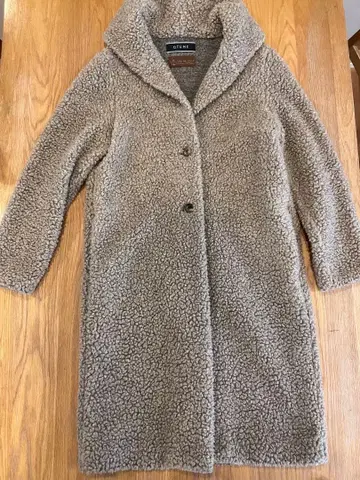 QTUME 보아 롱 코트 베이지