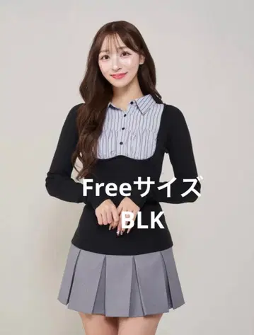 darich 셔츠 도킹 니트 미니 원피스 BLK Free