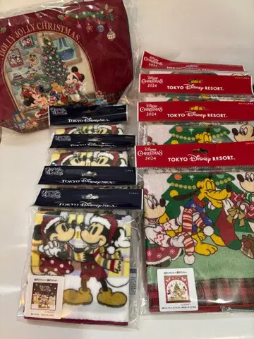 디즈니 크리스마스 타월 8장 세트 런치 케이스 미키 미니