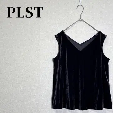 플라스테 벨로아 V넥 탱크 슬리브리스 스트레치 블랙 사이즈 M