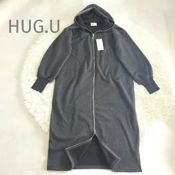 HUG.U 보아 안감 롱 후드티 차콜 그레이