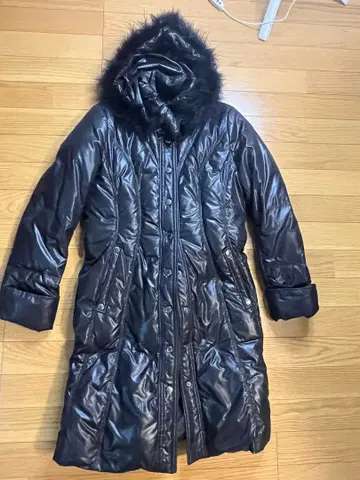 penny 후드 부착 블랙 롱 다운 자켓