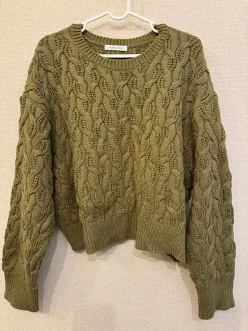 글로벌 워크 케이블 니트 그린 숏