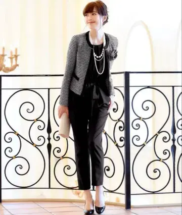 [ 새상품급 ] 3세트 루일 에 부티크 팬츠 수트 트위드 노카라 M