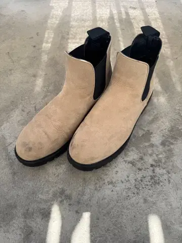 GLOBAL WORK 베이지 스웨이드 사이드 고어 부츠