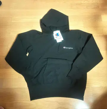 Champion 블랙 후드 부착 후드티 M 사이즈