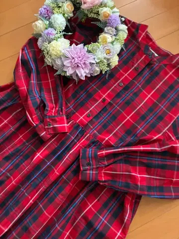 애프터눈 티 빨간색 타탄 체크 롱 원피스 컨디션 최상