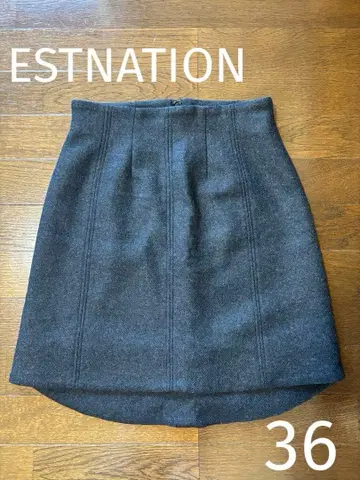 새상품급 ESTNATION 에스트네이션 울 스커트 다크 그레이 36