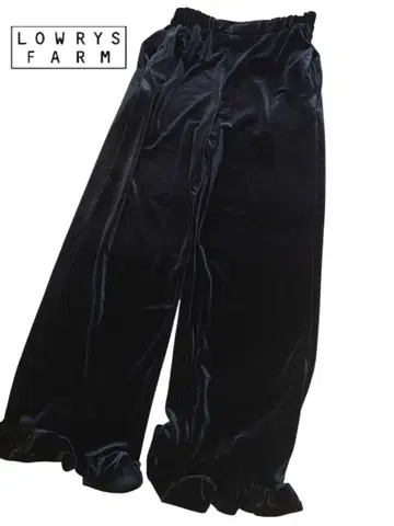 LOWRYS FARM 밑단 프릴 벨로아 팬츠 블랙