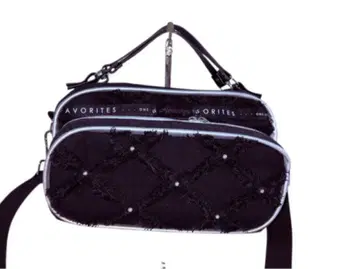 프린지 펄 장식 블랙 숄더백 핸드메이드