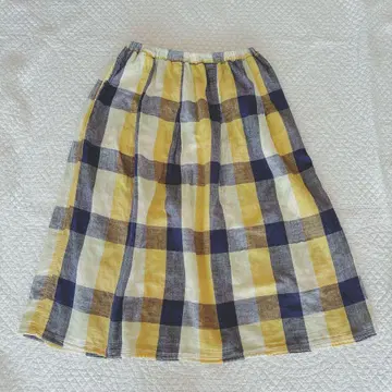내추럴 랜드리 스커트 체크 기장 76cm 일본제 더블 거즈