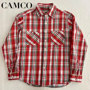 CAMCO 헤비 플란넬 셔츠 체크 워크 셔츠 M 빨간색 레드