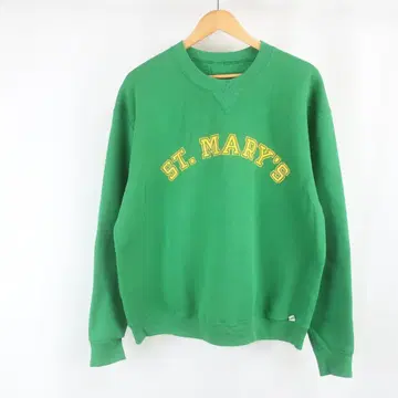 ST.MARY'S 로고 페이드 와이드 실루엣 맨투맨 트레이닝복 그린