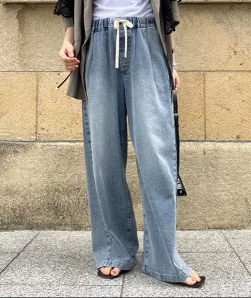 라이트 블루 데님 와이드 팬츠