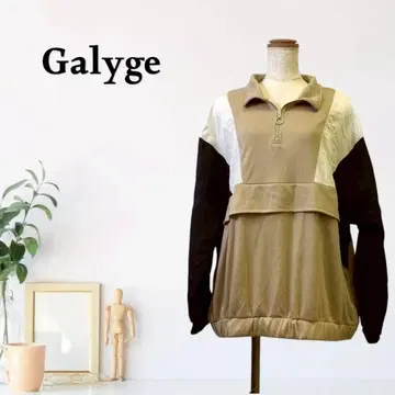 zG597 [ L ] Galyge 리브 트리밍 오버 사이즈 컬러 블록