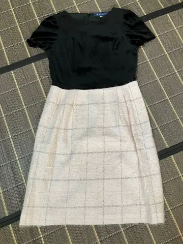 슬리브리스 무릎 기장 원피스 M 블랙과 화이트 체크