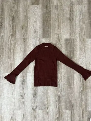 snidel 긴팔 리브 하이넥 스웨터 니트 브라운