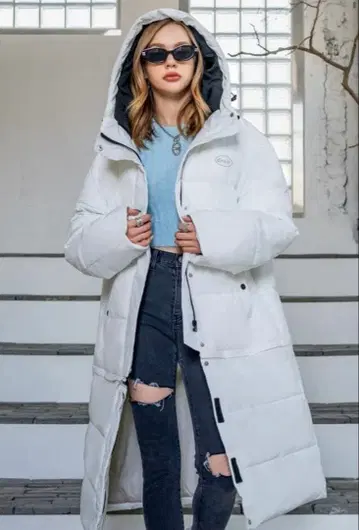 화이트 2way 롱 다운 자켓 S