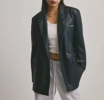 CLENA 클레나 가죽 자켓 오버 자켓 그린 짙은 녹색