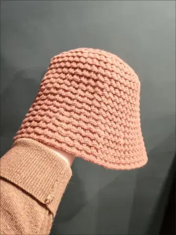 오렌지 니트 버킷햇