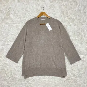 23구 린넨 100% 니트 티셔츠 빅 사이즈 베이지