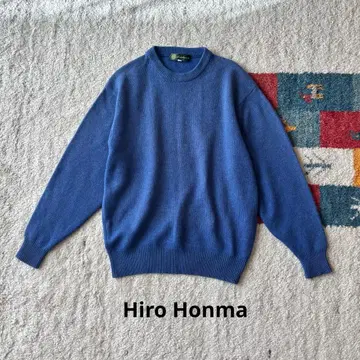 혼마 골프 캐시미어 100% 크루넥 니트 블루