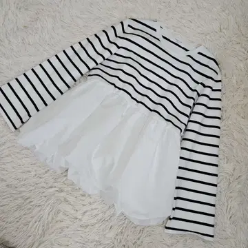 오파크 클립 니트 벌룬 보더 화이트 블랙 40 L