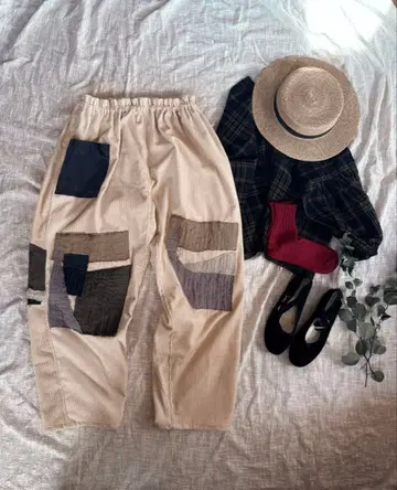 코듀로이 몸빼 린넨 조각 패치